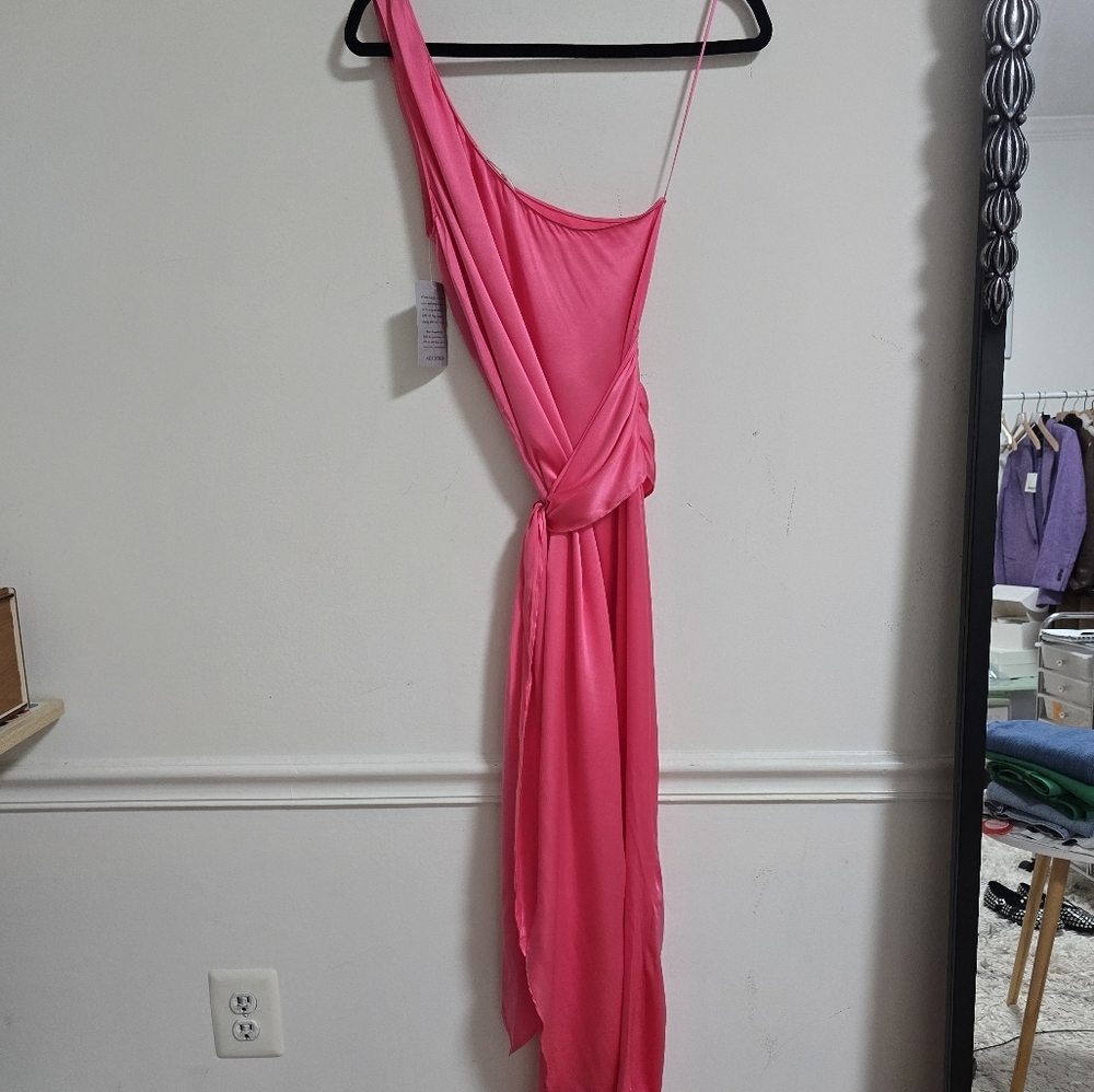 Amanda Uprichard silk Palmira maxi dress in pink ribbon new size M - Picture 8 of 8